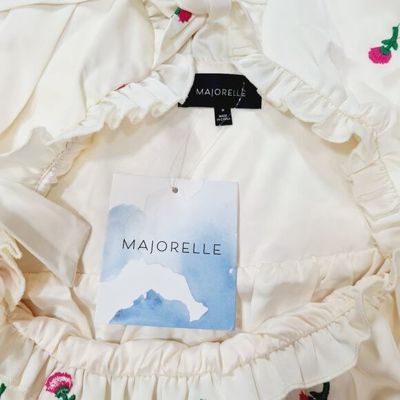 MAJORELLE Eden Mini Dress in Ivory & Pink Medium - Picture 7 of 13